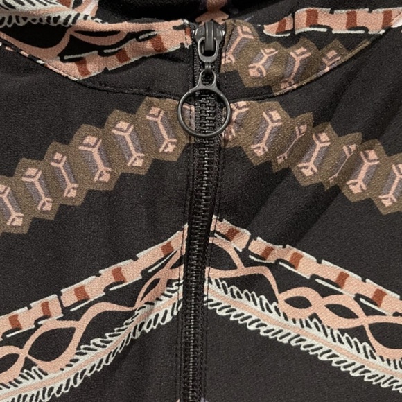 Free People Stella Graphic Long Sleeve Mini Dress M Zip Back Geometric MockNeck - Picture 12 of 15